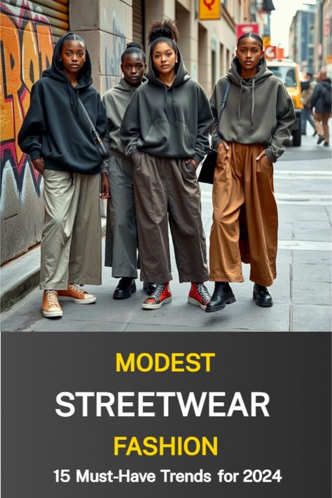 modest streetwear fashion trends 2024 Street Style Trends, Modest Athleisure, Modest Streetwear Fashion, Modest Street Style, Modest Streetwear, Hairstyle Hacks, Toddler Braided Hairstyles, Toddler Braids, Cozy Oversized Sweaters