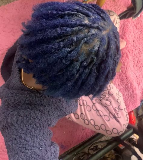 Blue blue #blue #locs Dark Blue Locs, Blue Locs, Dyed Locs, Blue Dreads, Dreads Girl, Girl Hairstyle, Loc Styles, Black Girls Hairstyles, Blue Hair