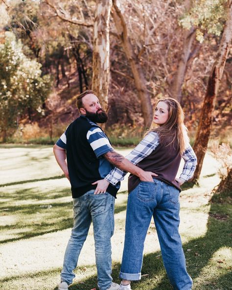 This is your cue to book an awkward photoshoot. FR. 💯 This was genuinely one of the funnest things we’ve done together. Photos are usually something we’re super awkward with… so we embraced the awkward and it made it so much easier! Having an incredible photographer helped too 😏😘 @kendaljoy_ . Thanks to ‘Masterminds’ for this incredible inspo. Also, check out Honey, We Need to Chat on all podcast platforms! #Masterminds #farttransplant #goodlordjanice #coupleshoot #awkwardphotoshoot #coup... Awkward Poses Photoshoot, Akward Pose Reference, Masterminds Photo Shoot, Awkward Jcpenny Photos Couples, Awkward Photoshoot Couple, Funny Couples Photos, Awkward Engagement Photos, Silly Engagement Photos Fun Poses, Awkward Friend Photoshoot