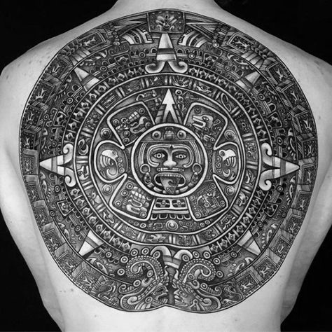 40 Mayan Calendar Tattoo Designs For Men Mayan Calendar Tattoo, Aztec Calendar Tattoo, Calendar Tattoo, Cross Shoulder Tattoos, Cross Tattoo For Men, Mayan Calendar, Stencil Ideas, Aztec Tattoo, Hawaiian Tattoo