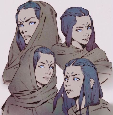 Hair expression pose Character With Hood On, Threatening Character Design, How To Draw Hooded Eyes, Powerful Woman Character Design, Modern Cultural Fashion, Artemis Character Design, Twins Drawing Sisters, Powerful Woman Drawing, Magical Markings