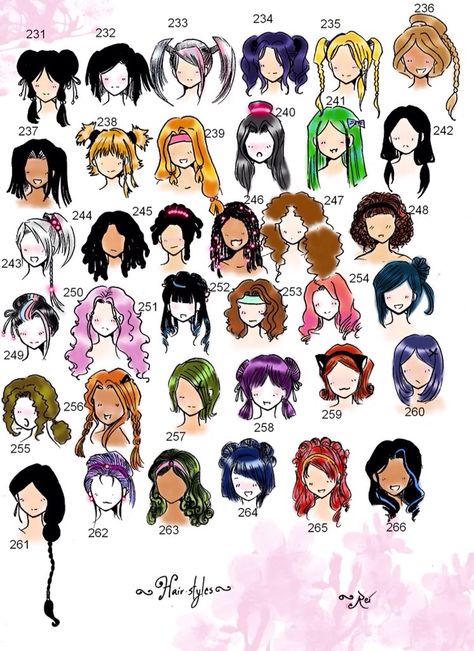 Cute Hairstyles Drawing, Pelo Anime, Drawing Hair, Hair Sketch, 얼굴 그리기, Different Hair, Small Drawings, Colored Hair, Anime Hair