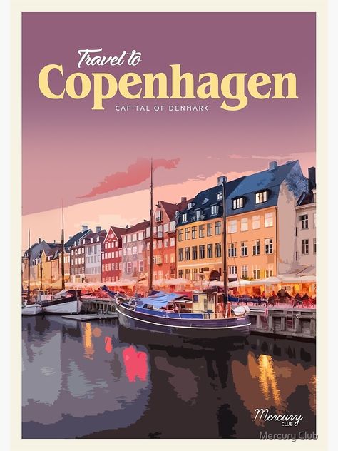 Copenhagen Poster, Poland Christmas, Most Beautiful Places On Earth, Market Art, Places On Earth, Beautiful Places On Earth, Copenhagen Denmark, Christmas Market, Vintage Travel Posters