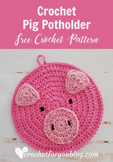 Crochet Cow Potholder, Pig Potholder, Crocheted Cow, Crochet Pot Holders Free Pattern, Crochet Potholder Patterns, Crochet Hot Pads, Crochet Sheep, Crochet Pig, Crochet Chicken