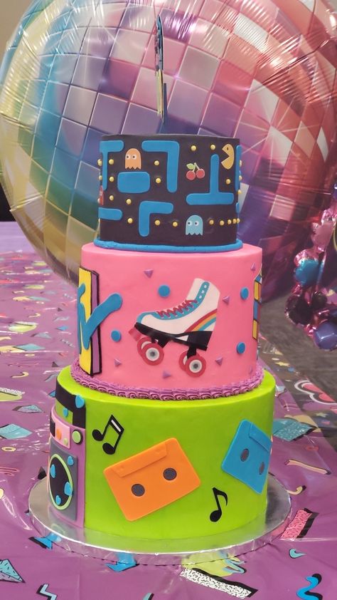 1980s Theme Cake, 80s Theme Cake Birthdays, 80s Cake Birthdays, 80’s Themed Cake, Retro Cake 80's, 90s Theme Birthday Cake, 80s Theme Cake, 80’s Cake, 90s Theme Cake Ideas