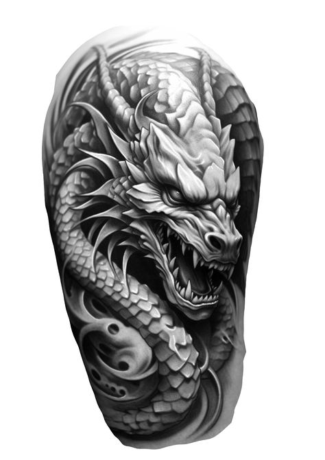 Realism Dragon Tattoo, Men Wolf Tattoo, Japan Dragon Tattoo, Dragon Tattoo Realistic, Simple Tattoos For Men, Attractive Tattoos, Best Tattoos For Men, Ink Master Tattoos, Koi Tattoo Sleeve