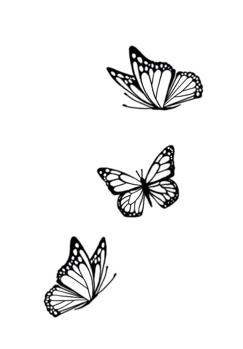 Three Butterflies Tattoo Design, Leavers Shirt Butterfly, Cluster Of Butterflies Tattoo, 3 Butterfly Tattoo Designs, Butterfly Tattoo Stencil Design, Multiple Butterfly Tattoo, Butterfly Tattoo Stencil Simple, Danish Tattoo, Three Butterflies Tattoo