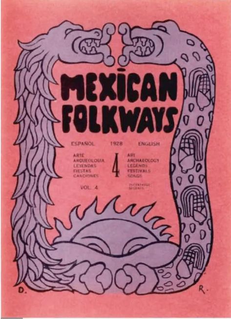 Mexican Folkways, Vol. 4, No. 4, Oct–Dec, 1928 S Graphic Design, Diego Rivera Art, Mesoamerican Architecture, Mexican Graphic Design, Mexican Fonts, Village Festival, Folk Songs, Types Of Work, Diego Rivera