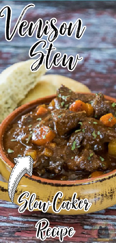 Recipes Stew Meat, Venison Stew Slow Cooker, Crockpot Venison Stew, Venison Stew Crockpot, Venison Recipes Crockpot, Deer Stew, Stroganoff Crockpot, Stew Slow Cooker, Slow Cooker Venison