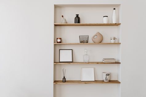 11 Innovative Storage Ideas for Narrow Hallways | Evelyn Lily White Wall Aesthetic, Small Narrow Hallway, Decorated Shelf, Stair Drawers, Hallway Shelf, Narrow Hallways, Scandinavian Hygge, Coat And Shoe Rack, Kitchen Storage Hacks