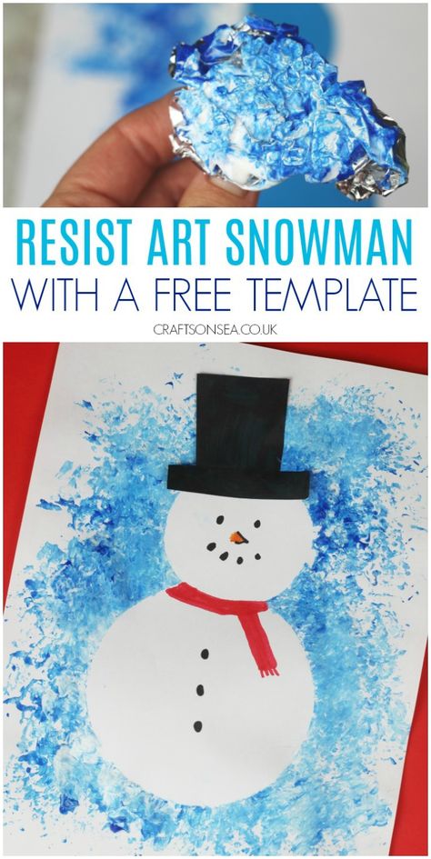 resist art snowman craft with free template Snowman Art For Kids, Snowman Crafts Preschool, Resist Art, Snow Crafts, Winter Crafts Preschool, Snowman Art, Jul Diy, Winter Activities Preschool, January Crafts