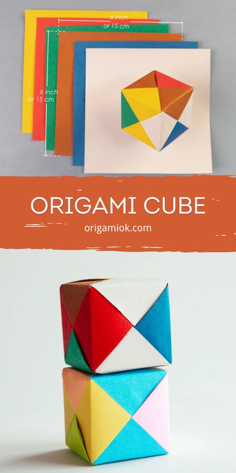 Let’s discover the fascinating world of origami by making an interesting cube, this cube is made with six pieces of paper, each folded separately and then assembled to form a cohesive and sturdy structure. Origami With Square Paper, Origami Cube, Paper Cube, Modular Origami, How To Fold, Origami Flowers, Origami Tutorial, Square Paper, Origami Easy