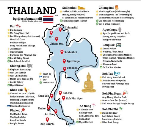 Map Of Thailand, Backpacking Routes, Thailand Map, Koh Phi Phi, Thailand Vacation, Full Moon Party, Thailand Travel Guide, Nature Trails, Moon Party