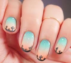 Desert Nail Colors, Nail Ideas Cactus, Western Themed Nail Ideas, Desert Nails Art, Outdoor Nails Designs, Desert Sunset Nails, New Mexico Nails Art Designs, Camping Nails Summer, Arizona Themed Nails