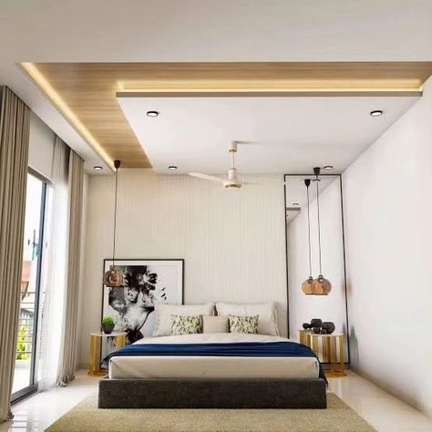 Simple False Ceiling, Simple Ceiling Design, Bedroom Inspirations Minimalist, False Ceiling Bedroom, Guest Bedroom Design, Wood And White, Ceiling Design Modern, Kids Bedroom Designs, Bedroom False Ceiling Design