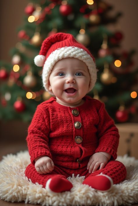 baby christmas outfit 12 Month Old Christmas Photos, Baby Pictures By Christmas Tree, Baby Christmas Monthly Pictures, Infant Santa Pictures, Christmas 5 Month Old Photos, Baby’s First Christmas Photos Diy, Christmas Pics With Baby, Baby's First Christmas Photoshoot, 7 Month Old Christmas Pictures