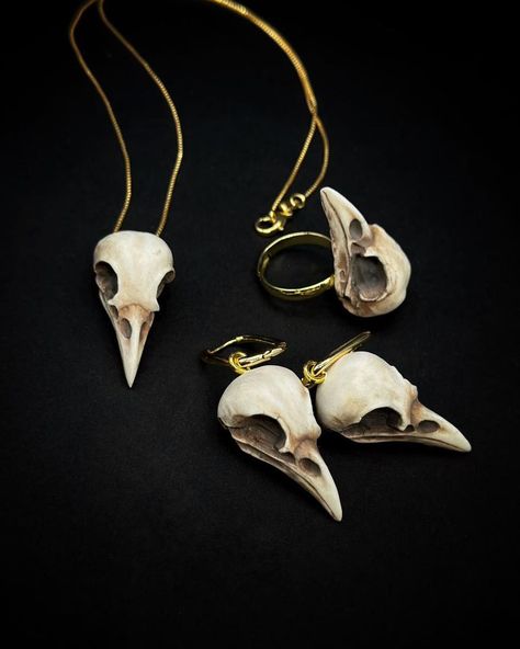 Raven skull collection Link in Bio🔗 #handmadejewelrycreation #handmadejewelryart #handmadejewelryartist #handmadejewelryartist #lipsstyle #lipsstyle Bird Skull Necklace, Skull Collection, Gothic Elegance, Raven Skull, Bird Skull, The Raven, Skull Jewelry, Skull Necklace, Gothic Jewelry