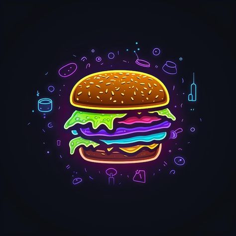 Neon Burger, Business Things, Logo Psd, Free Business Card Mockup, Business Card Maker, Flyer Maker, Poster Maker, Card Banner, Poster Invitation