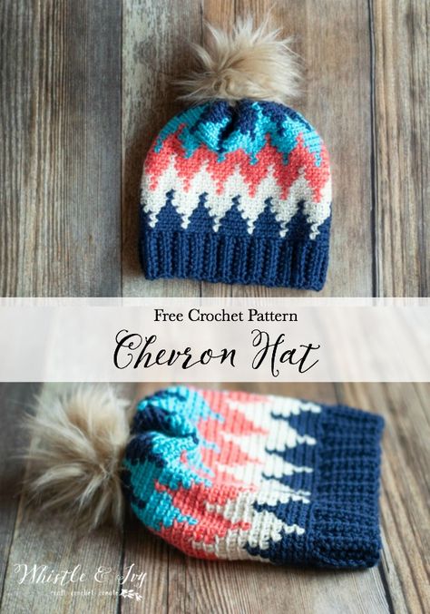 Crochet Chevron Hat, Crochet Chevron, Crochet Hat Free, Crochet Hats Free Pattern, Haken Baby, Beanie Pattern, Chevron Design, Crochet Hat Pattern, Crochet Beanie