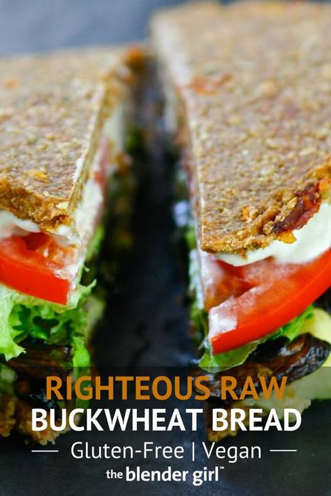 Blender Bread, Raw Bread, Raw Vegan Recipes Easy, Raw Vegan Dinners, Raw Food Diet Plan, Paleo Flour, Vegan Gluten Free Snacks, Tigernut Flour, Buckwheat Bread