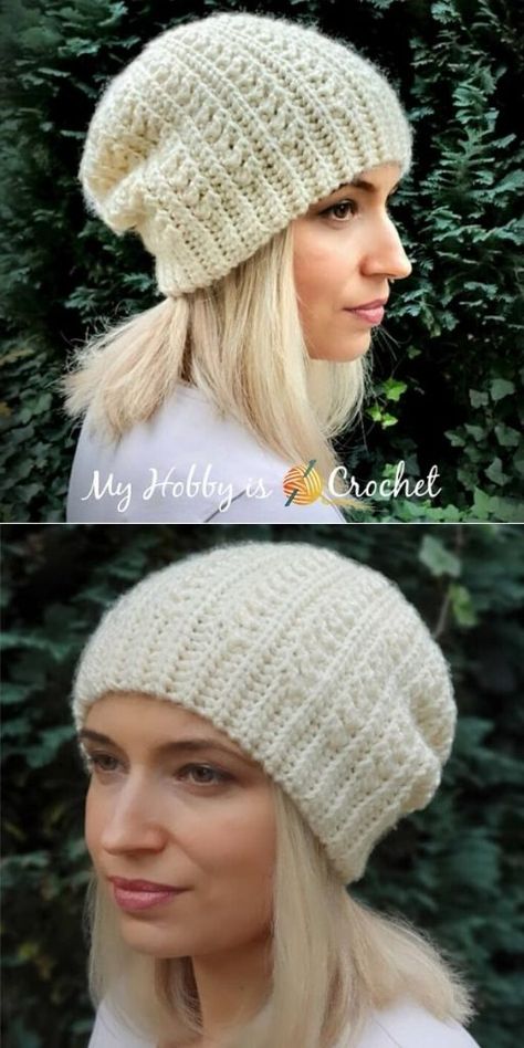 Slouchy Beanie Crochet Pattern Free, Crochet Slouchy Hat Free Pattern, Crochet Slouchy Beanie Pattern, Crochet Boot Cuff Pattern, Slouchy Knit Hat, Crochet Headwear, Slouchy Beanie Pattern, Slouchy Hat Crochet Pattern, Hat Free Crochet Pattern