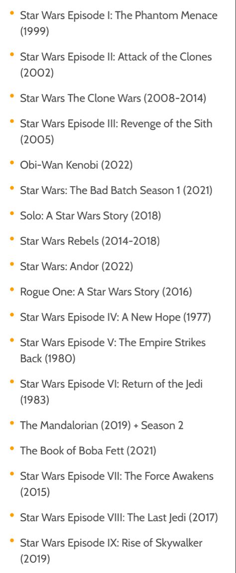 a list of Star Wars movies in the order that they’re supposed to be watched Starwars Watching Order, Star Wars Movie Order, How To Watch Star Wars In Order, Star Wars Movies In Order To Watch, Star Wars Viewing Order, Star Wars In Order To Watch, Star Wars Order To Watch, Star Wars In Order, Star Wars Movies In Order