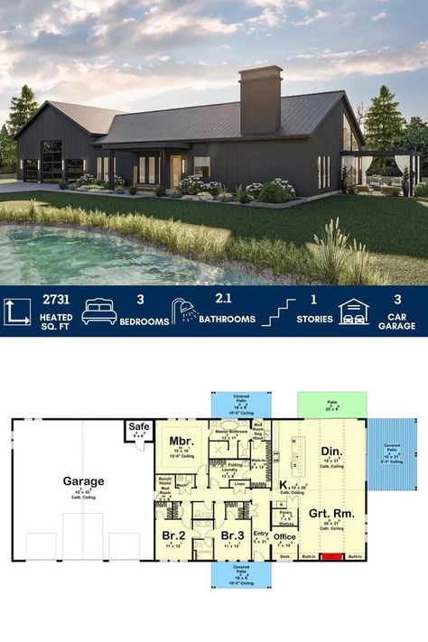 Discover the perfect blend of style and functionality with this 3-bed barndominium house plan featuring an 1835 sq. ft. garage with an RV bay! Barndominium With Rv Garage, Garage With Rv Bay, Barndominium House, Rv Garage, Barndominium, House Plan, Rv, Bathrooms, Garage