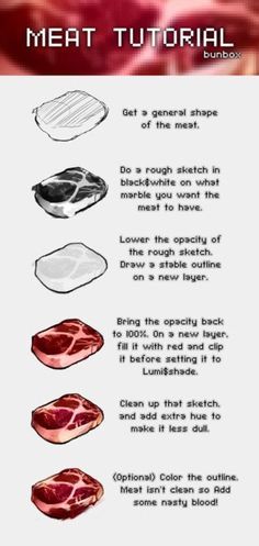 Meat Drawing, Pastel Gore, Meat Art, 귀여운 음식 그림, Blood Art, Digital Painting Tutorials, Wow Art, Food Drawing, Anatomy Art