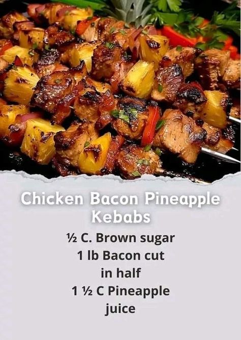 Bacon Pineapple, Ina Garten Chicken, Cowboy Baked Beans, Pineapple Kabobs, Baked Bean Recipes, Ina Garten Recipes, Kabob Recipes, Beef Salad, Pineapple Chicken