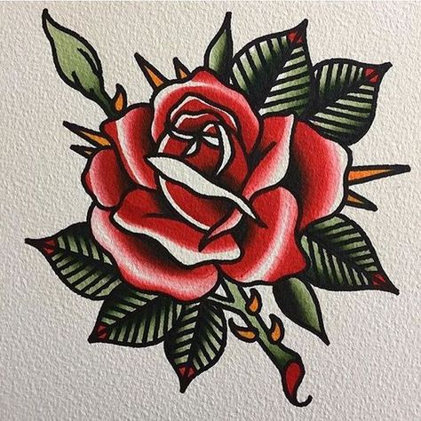 Flash Art Tattoos, Old School Rose, Traditional Tattoo Flowers, Pink Tattoo, Kunst Tattoos, Tattoo Trend, Traditional Tattoo Sleeve, Tattoo Rose, Traditional Roses