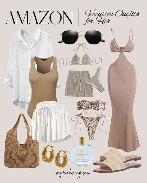 Amazon Beach Vacation Outfits, Stylish Vacation Outfits, Amazon Resort Wear, Amazon Vacation Outfits, Resort Wardrobe, Sea Outfit, Vacation Fits, Vacation Swimwear, Vacation 2024