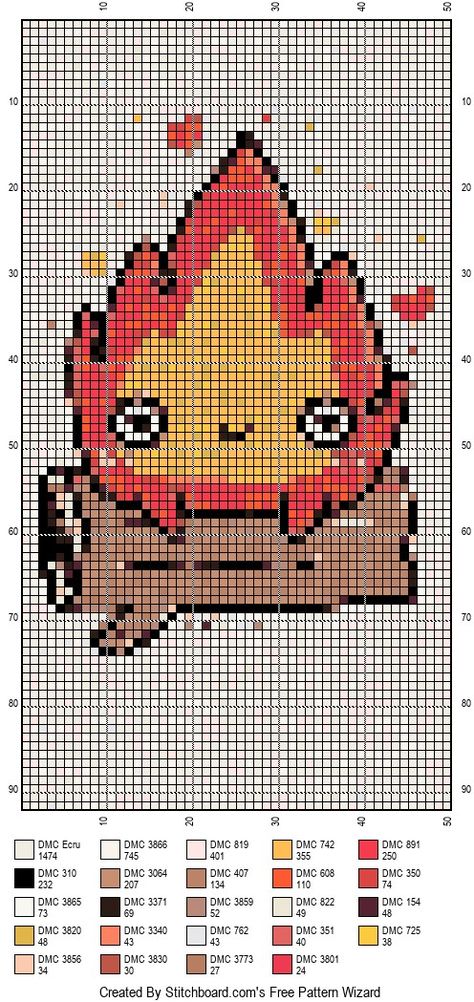 Naruto Cross Stitch Pattern, Crochet Tapestry Pattern Studio Ghibli, Cross Stitch Patterns Grid, Ghibli Tapestry Crochet, Ponyo Cross Stitch, Aesthetic Cross Stitch Pattern, One Piece Cross Stitch Pattern, Howls Moving Castle Alpha Pattern, Anime Crochet Tapestry