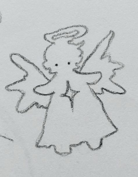 Angel Doodle Simple, Angel Doodles, Angel Doodle, Cute Angel, Goofy Drawing, Easy Doodles Drawings, Easy Drawings Sketches, Cute Doodles Drawings, Angel Tattoo