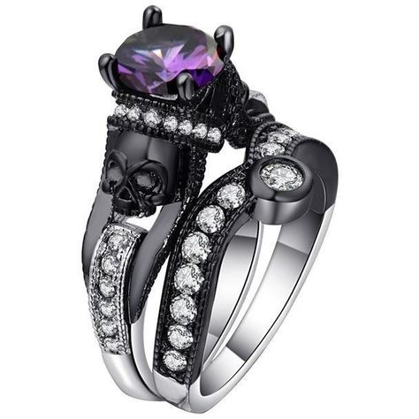 Black Skull CZ Crystal Ring - Skullflow    https://www.skullflow.com/collections/skull-rings/products/black-skull-cz-crystal-ring-set Black Skull Ring, Skeleton Ring, Skull Wedding Ring, Gothic Engagement Ring, Skull Wedding, Skull Lover, Gothic Rings, Black Skulls, Crystal Skull