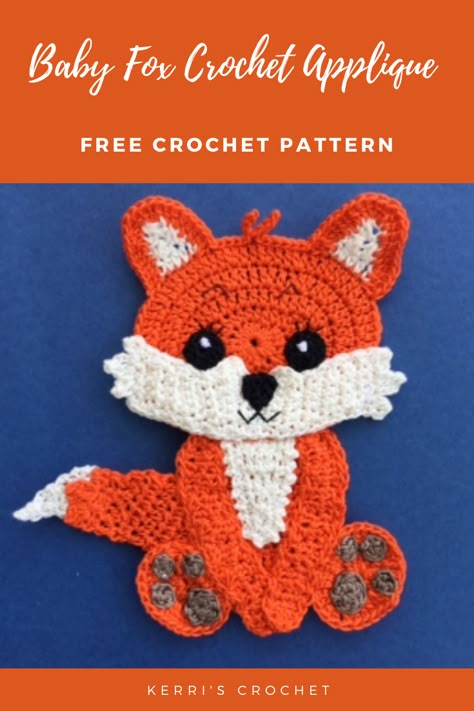 How To Crochet A Fox Free Pattern, Crochet Woodland Animals Applique Free Pattern, Fox Crochet Pattern Free Blanket, Crochet Fox Applique Pattern Free, Fox Applique Pattern Free, Crochet Application Pattern Free, Knitted Appliques Free Pattern, Crochet Apliques Animals Free Pattern, Crochet Applique On Clothes