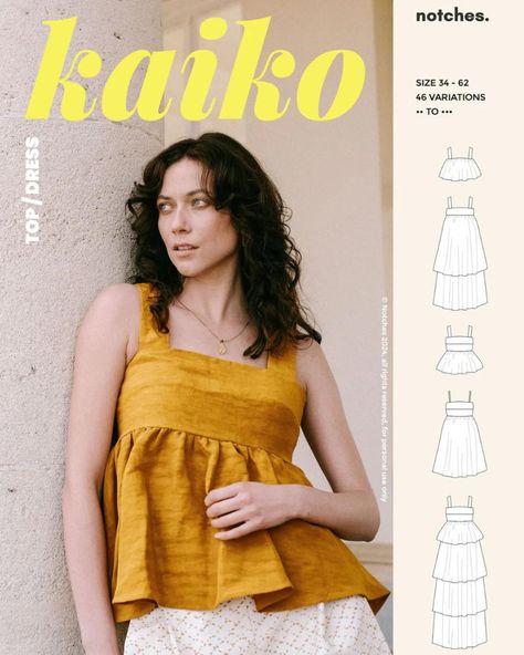 Are you a "choose your own adventure" kind of sewer? ⛰️⁠ ⁠ I have just the pattern for you that provides multiple endings to your sewing story. From peplum top to chic dress, Kaiko is the ultimate summer garment for all occasions. ⁠ ⁠ You can make 46 different garments with the Kaiko pattern and it comes with cup sizes A - G to help you achieve a great fit. Need I say more? 🤭⁠ ⁠ Grab the @notches_patterns KAIKO top + dress sewing pattern with or without copyshop printing from our shop 🖨️ Peplum Dress Pattern, Top Sewing Patterns, Bridal Shirts, Dungaree Dress, Top Sewing, Pattern Brands, Top Sewing Pattern, Long Sleeve Knit Dress, Easy Sewing Patterns