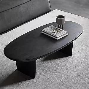 Lebolna Black Oval Coffee Table,Solid Wood Coffee Table for Living Room,Modern Accent Sofa Table Cocktail Table Center Table for Small Apartment(47.2" W x 23.6" D x 16.5" H, Black) Black Oval Coffee Table, Table For Living Room Modern, Coffee Table Solid, Lounge Table, Coffee Table For Living Room, Accent Sofa, Oval Coffee Table, Table For Living Room, Oval Coffee Tables