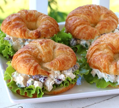 best chicken salad classic recipe grapes dill sandwiches croissants deli style Croissant Sandwiches, Chip Dips, Food Finger, Best Chicken Salad, Halloween Finger, Best Chicken Salad Recipe, Food Sandwiches, Salad Sandwich Recipe, Chicken Salad Sandwich Recipe