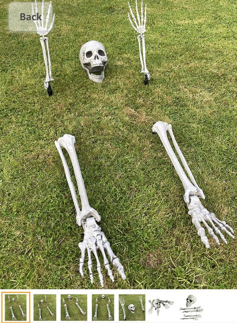 Halloween Garden Decorations; This ground breaking skeleton is a must for your outdoor halloween decorations push the fake skull skeleton arms and hands into the ground to make a halloween grave Halloween Graveyard Decorations; Scary halloween decorations like this fake skeleton are great halloween props to create a buried skeleton for your graveyard halloween decorations Skeleton Decoration; The 5 piece halloween decoration set includes a halloween skull 2 fake arm with skeleton hands and 2 ske Human Hand Bones, Outdoor Skeleton, Realistic Skeleton, Pelottava Halloween, Real Human Skull, Halloween Lawn, Halloween Skeleton Decorations, Plastic Skeleton, Halloween Graveyard