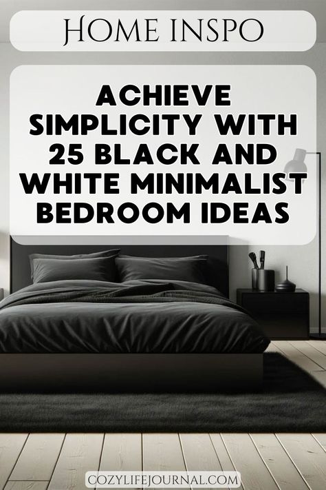 Achieve simplicity with 25 black and white minimalist bedroom ideas. Guest Bedroom Black And White, Small Minimal Bedroom, Simple Black Bedroom, White Chic Bedroom, Black And White Minimalist Bedroom, White Minimalist Bedroom, White Upholstered Bed, White Platform Bed, Minimalist Bedroom Ideas