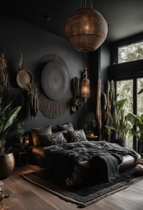 Unlock the secrets of dark boho style! 🖤✨ Embrace the mystical blend of bohemian and moody vibes to create a unique, stylish sanctuary. Ready to revamp your space? Dive in for chic ideas and inspiration. 🌿🏠nn#DarkBoho #BohoChic #MysticalHome #DecorGoals #StyleInsponnStep into the enchanting world of dark boho decor! 🖤🌿 Transform your home into a stunning sanctuary with the perfect blend of bohemian charm and dark, moody elements. ✨ From rich textures to earthy tones, discover how to create a cozy yet stylish atmosphere that’s truly one-of-a-kind. 🌑🪴 Ready to revamp your space? Let’s dive in! Diy Dark Home Decor, Boho Dark Bedroom, Dark Bohemian Bedroom, Dark Earthy Aesthetic, Boho Apartment Inspiration, Dark Boho Style, Apt Layout, Dark Boho Decor, Dark Boho Bedroom