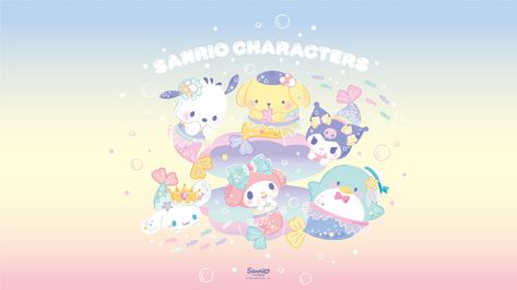 Sanrio Landscape, Sanrio Background Landscape, Easter Sanrio Wallpaper, Sanrio Poster Wallpaper, Sanrio Rainbow Wallpaper, Retro Sanrio Wallpaper, Birthday Wallpaper, Fun Crafts To Do, Sanrio Wallpaper