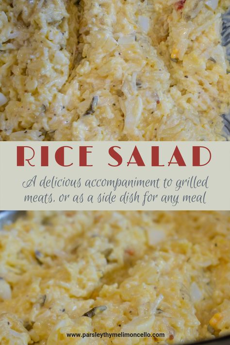 Rice Salad A delicious accompaniment to grilled meats or a side dish for any meal Cold Rice Side Dishes, Easy Rice Salad Recipes Cold, Salads With Rice, Rice Salad Recipes Easy, Best Rice Salad Recipe, Rice Salad Recipes Cold, Cold Rice Salad Recipes, Rice Salad Cold, Rice Salads