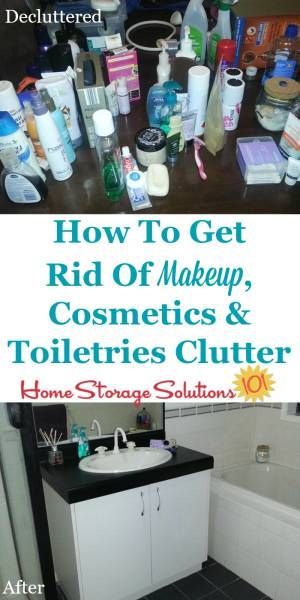 How to get rid of makeup, cosmetics, toiletries and similar beauty and personal care products in your home that you're ready to declutter, plus tips for what to do with the stuff you've decided to remove from your home {on Home Storage Solutions 101} How To Organize Toiletries, How To Organize Toiletries In Bathroom, Cosmetic Storage Ideas Small Spaces, Organized Vanity, Declutter Makeup, Declutter 365, Clutter Bug, Organization Challenge, Clear Clutter