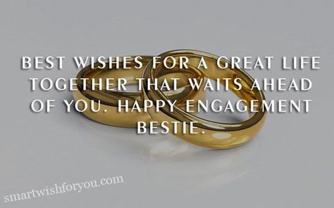 When your best friend agrees to marry the one they love, send congratulations that are personal and heartfelt. Your words should include poignant wishes for joy and lasting love as you reflect on all the ways your friend has enriched your life. Here are some funny engagement wishes, some wishes expressing your happiness for the […] The post 90+ Engagement Wishes for Friend appeared first on Smart Wish For You | Messages, Best Wishes and Quotes. Couple Wishes, Getting Married Funny, Engagement Message, Congrats On Your Wedding, Engagement Wishes, Funny Engagement, Funny Wishes, Wishes For Daughter, Happy Engagement