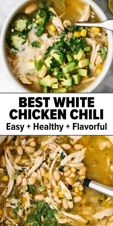 Chili Wendys, Best White Chicken Chili, Stovetop Chili, Chili Easy, White Chicken Chili Recipe, White Chili Chicken Recipe, Chili Recipe Easy, Chicken Chili Recipe, White Chicken Chili