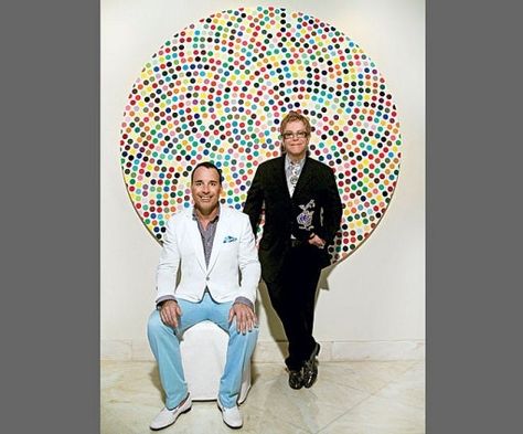 The singer and his partner, filmmaker David Furnish asked Martyn Lawrence-Bullard to create a 1970s-inspired design for their Los Angeles residence Elton John Partner, William Claxton, David Furnish, Martyn Lawrence Bullard, Damien Hirst, Family Project, Miles Davis, Los Angeles Homes, Colour Photograph