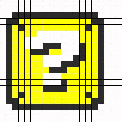 Mario Question Box Perler Perler Bead Pattern | Bead Sprites | Misc Fuse Bead Patterns 16x16 Pixel Art, Mario Block, Pixel Art Mario, Grille Pixel Art, Question Box, Pixel Art Minecraft, Perler Bead Mario, Modele Pixel Art, Fuse Bead Patterns