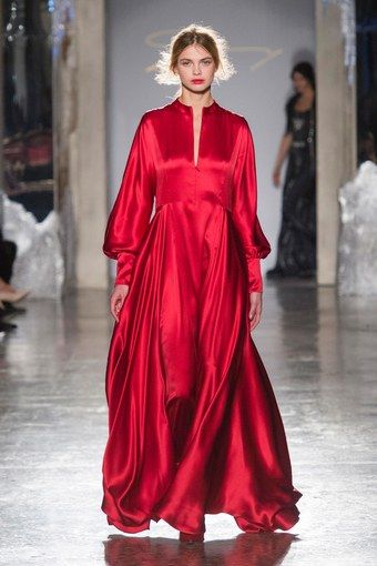 Bishop Sleeve, Red Silk, Fashion Show Collection, Chic Woman, Party Fashion, Fancy Dresses, Long Sleeve Maxi Dress, Yellow Dress, Milan Fashion Week