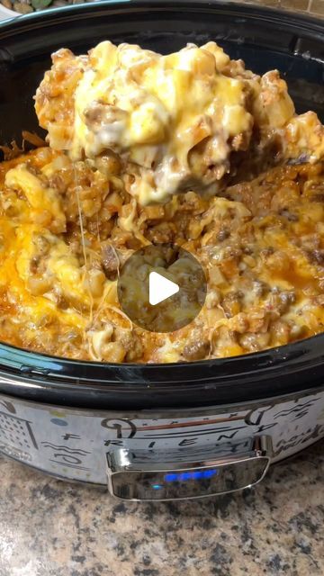 Carman Wilken | This Taco Casserole in the Crockpot is perfect for those nights when you have the kids’ ballgames or just when you need an easy and... | Instagram Crockpot Suppers Easy, Beef And Potato Casserole Crock Pot, Taco Casserole In Crockpot, Sat Night Dinner Ideas, Taco Potatoes Casserole Crockpot, Crock Pot Taco Casserole, Dump And Go Crockpot Dinners Easy Cheap, Easy Crock Pot Meals For Kids, Quick Dinner Videos